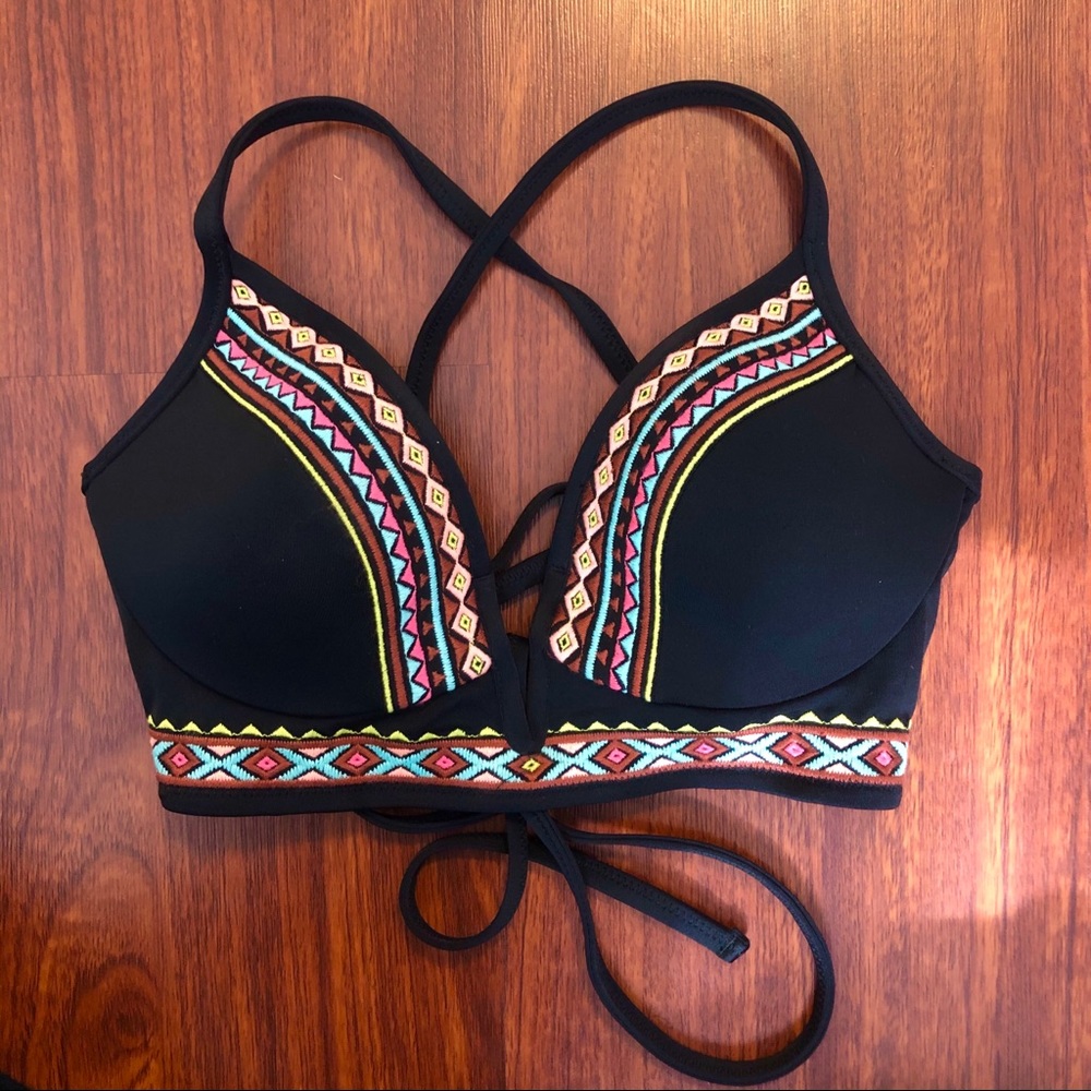 NEW Embroidered Push-Up Bikini Top